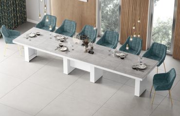 Stół rozkładany LARGO 160 - Grey stone (Beton / Biały)